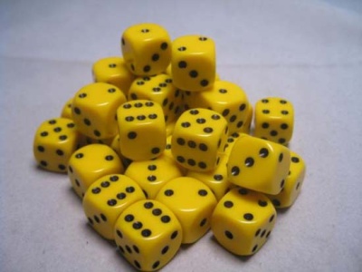 Chessex Dice Sets: Yellow/Black Opaque 12mm d6 (36)