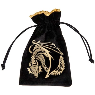 Dragon Black & golden Velour Dice Bag