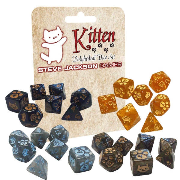 Kitten Polyhedral Dice (7) GRAY