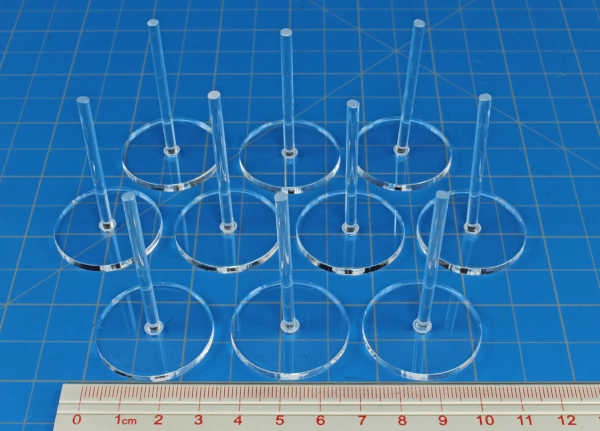 32mm Circle Flight Stands with 2-inch pegs, 3mm Clear (10)