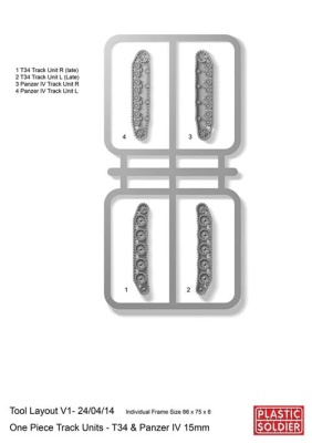 REINFORCEMENTS 15mm T34 one piece track multi pack