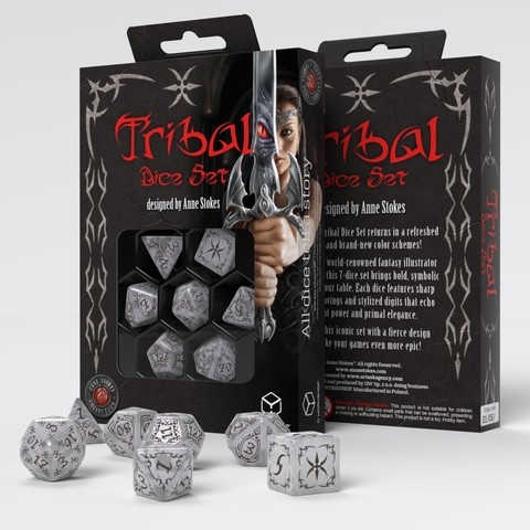 Tribal Dice Set: Pearl & Brown (7)