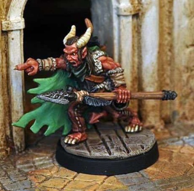 Evil Devil-kin Warlock with spear