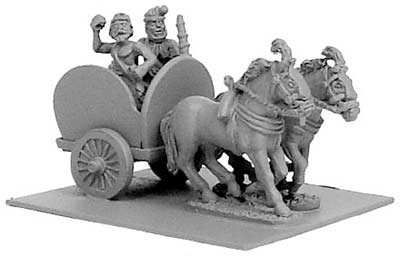 Indian 2-horsed chariot w/ 3 crew