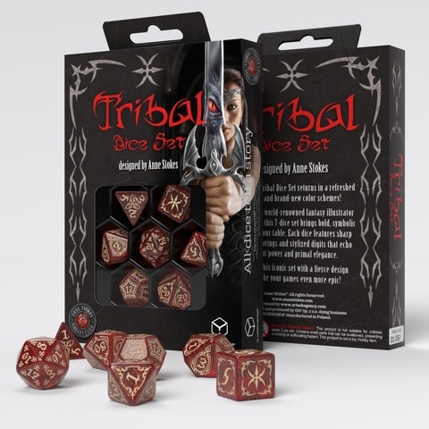 Tribal Dice Set: Shimmering red & Beige