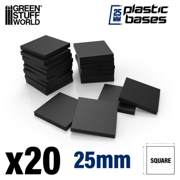 Plastic Square Bases 25mm (20)