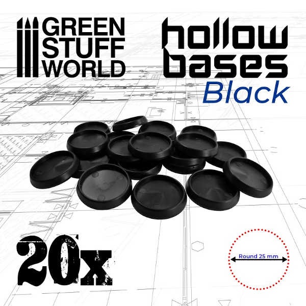 Hollow Plastic Bases - BLACK 25mm