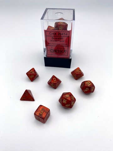 Scarab® Mini-Polyhedral ScarletT/gold 7-Die Set