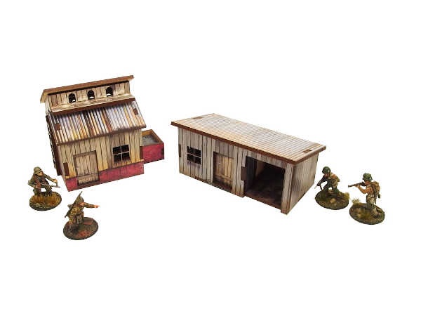 WW2 Normandy Small Sheds w. Dovecote PREPAINTED