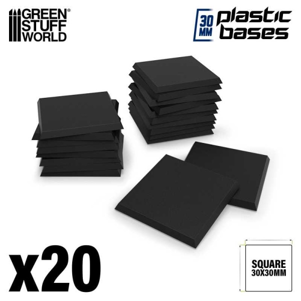 Black Plastic Bases - Square 30x30 mm (20)