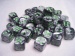 Chessex Dice Sets: Gemini # 5 12mm d6 Black-Grey/Green (36)