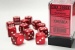 Chessex Dice Sets: Red/White Opaque 16mm d6 (12)