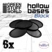 Hollow Plastic Bases - BLACK Oval 60x35mm (6)